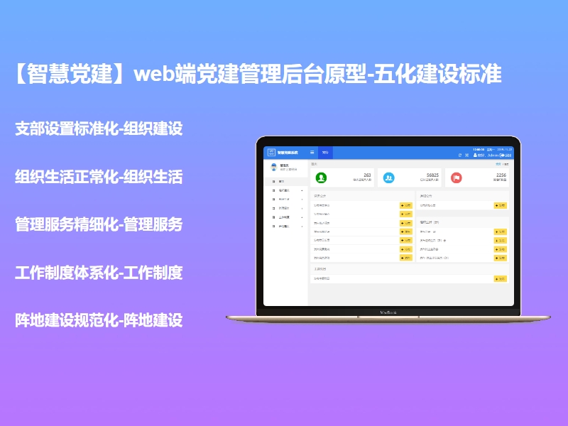 【智慧党建】web端党建管理后台原型-五化建设标准